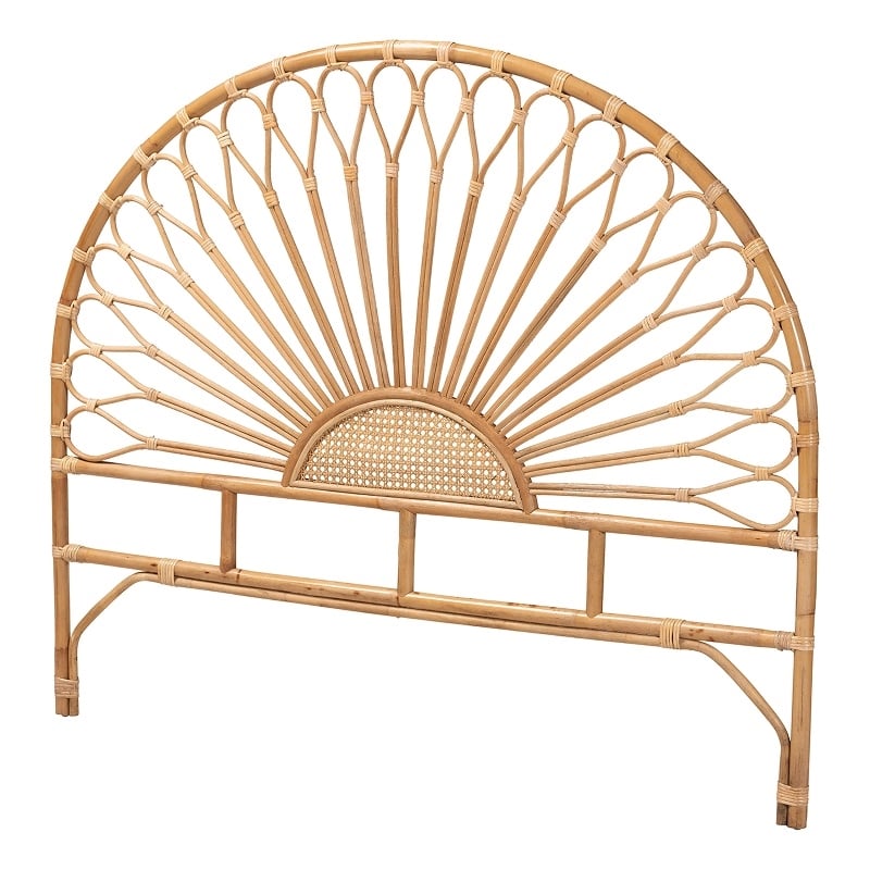 Baxton Studio Perenna Bohemian Natural Rattan King Size Standalone Headboard