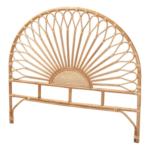 baxton studio perenna bohemian natural rattan queen size standalone headboard