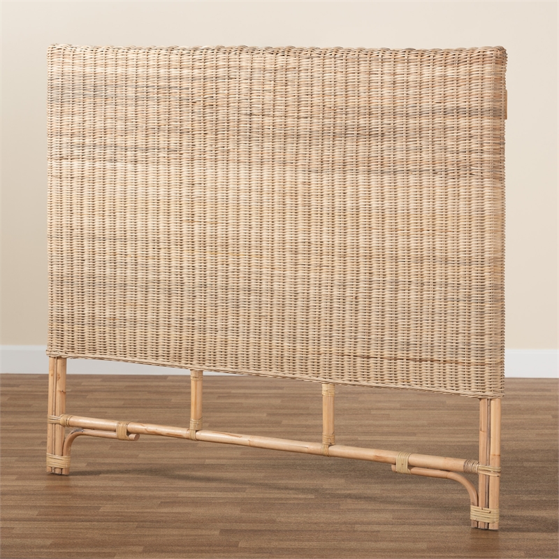 Baxton Studio Cantara Bohemian Natural Rattan Queen Size Standalone Headboard