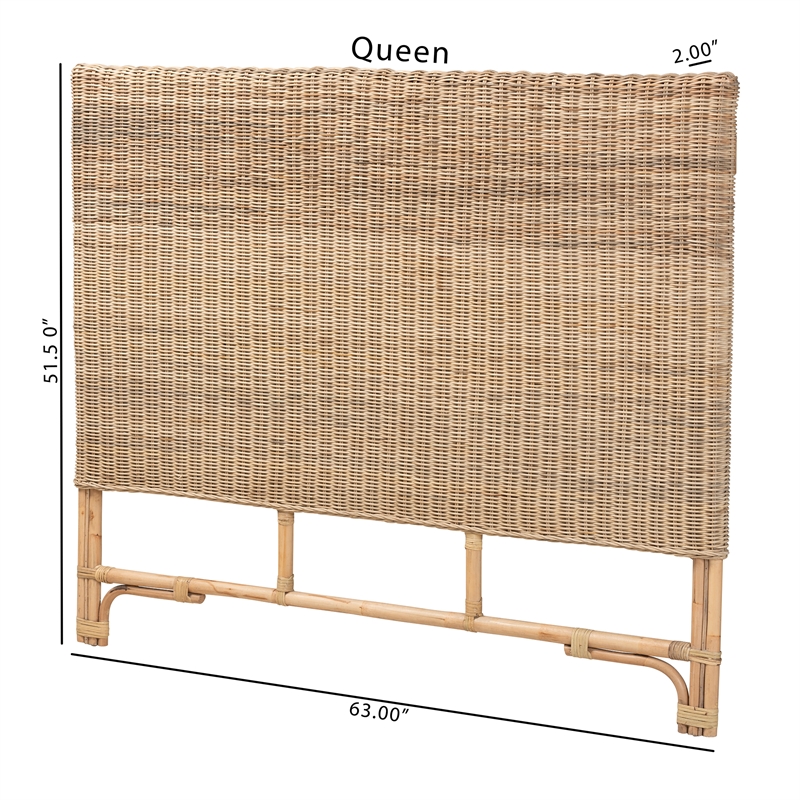Baxton Studio Cantara Bohemian Natural Rattan Queen Size Standalone Headboard
