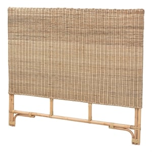 baxton studio cantara bohemian natural rattan queen size standalone headboard