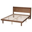 Baxton Studio Decker Brown Wood Queen Size Platform Bed with Charging Station