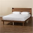 Baxton Studio Decker Brown Wood Queen Size Platform Bed with Charging Station