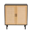 Baxton Studio Maureen Espresso Brown Wood and Rattan 2-Door Storage Cabinet