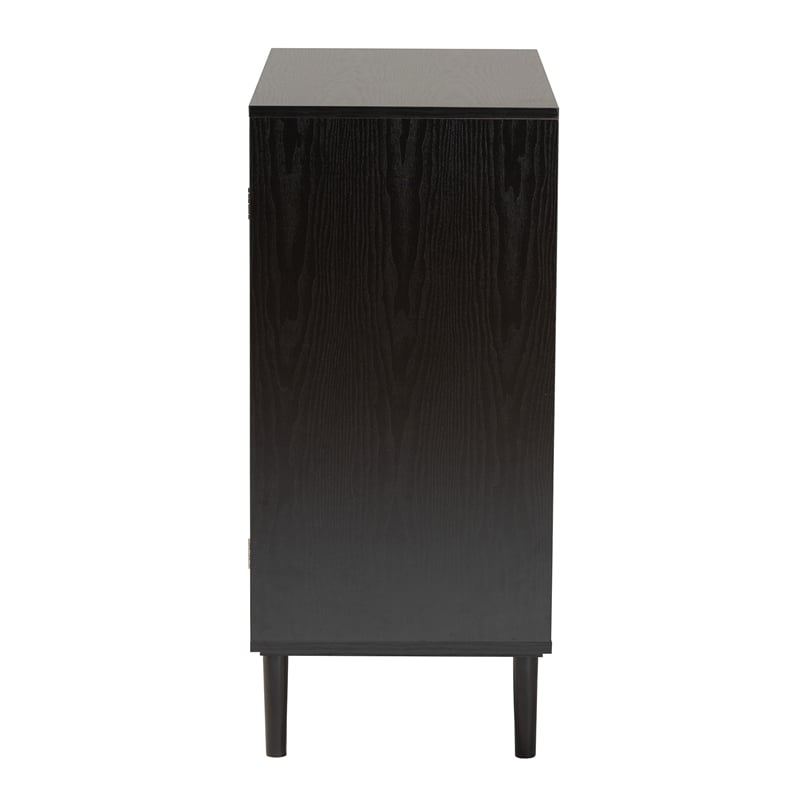 Baxton Studio Maureen Espresso Brown Wood and Rattan 2-Door Storage Cabinet