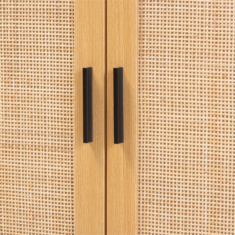 Baxton Studio Maureen Espresso Brown Wood and Rattan 2-Door Storage Cabinet