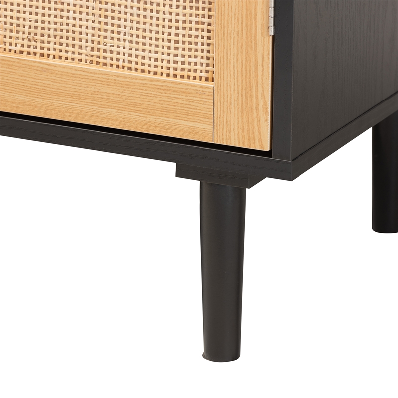 Baxton Studio Maureen Espresso Brown Wood and Rattan 2-Door Storage Cabinet