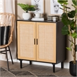 Baxton Studio Maureen Espresso Brown Wood and Rattan 2-Door Storage Cabinet
