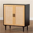 Baxton Studio Maureen Espresso Brown Wood and Rattan 2-Door Storage Cabinet
