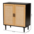 Baxton Studio Maureen Espresso Brown Wood and Rattan 2-Door Storage Cabinet
