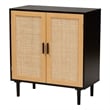 Baxton Studio Maureen Espresso Brown Wood and Rattan 2-Door Storage Cabinet