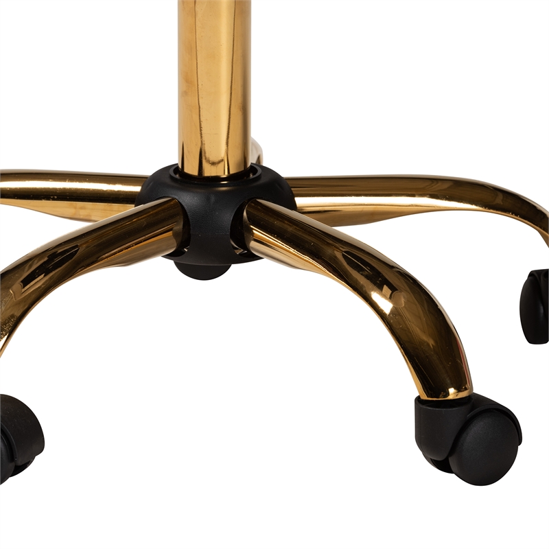 Baxton Studio Savara Grey Velvet Fabric and Gold Metal Swivel Office Chair