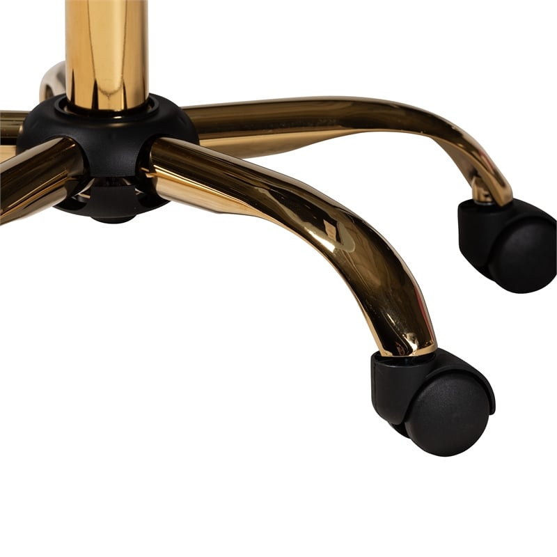 Baxton Studio Savara Aqua Velvet Fabric and Gold Metal Swivel Office Chair