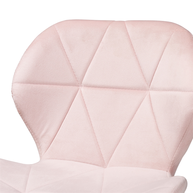 Baxton Studio Savara Pink Velvet Fabric and Gold Metal Swivel Office Chair