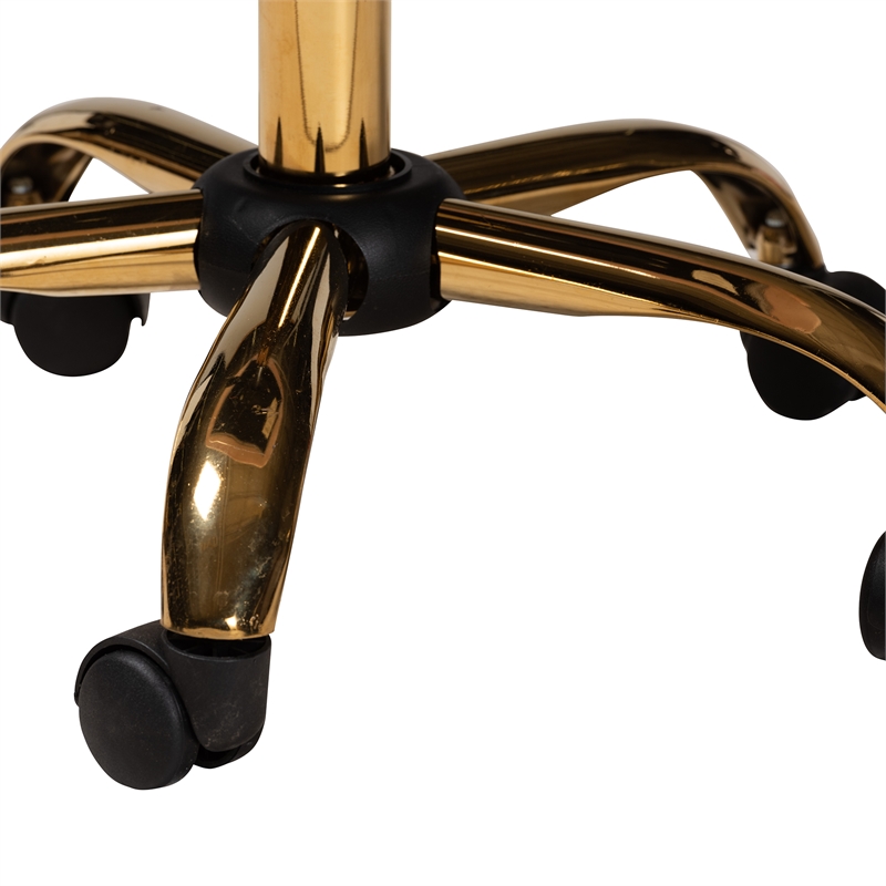 Baxton Studio Savara Pink Velvet Fabric and Gold Metal Swivel Office Chair