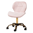 Baxton Studio Savara Pink Velvet Fabric and Gold Metal Swivel Office Chair