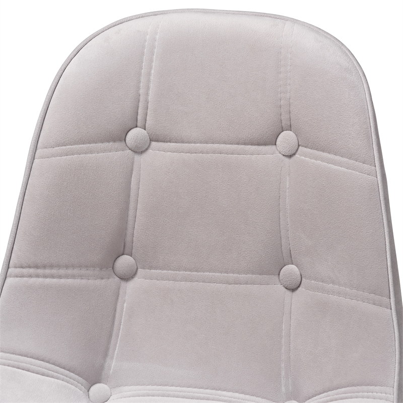 Baxton Studio Kabira Grey Velvet Fabric and Gold Metal Swivel Office chair