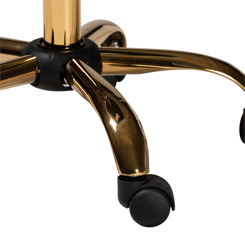 Baxton Studio Kabira Aqua Velvet Fabric and Gold Metal Swivel Office chair