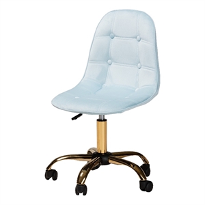 baxton studio kabira aqua velvet fabric and gold metal swivel office chair