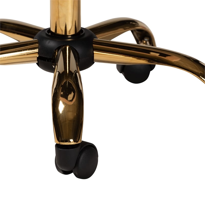 Baxton Studio Kabira Pink Velvet Fabric and Gold Metal Swivel Office chair