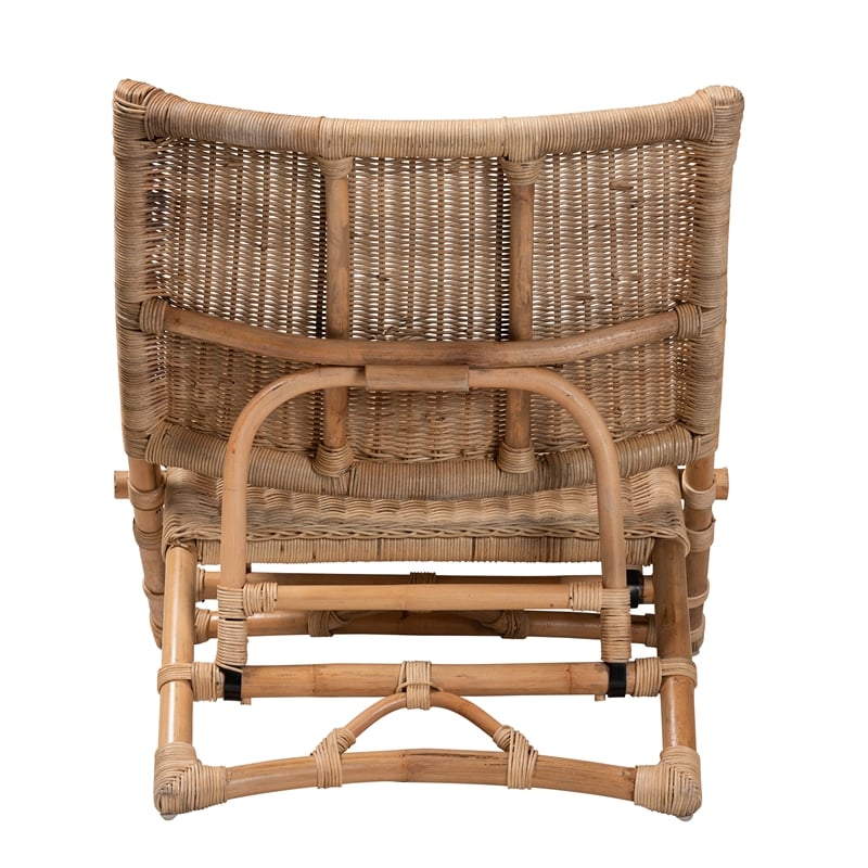 Baxton Studio Herrara Natural Brown Antique Rattan Foldable Lounge Chair