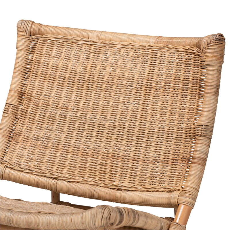 Baxton Studio Herrara Natural Brown Antique Rattan Foldable Lounge Chair