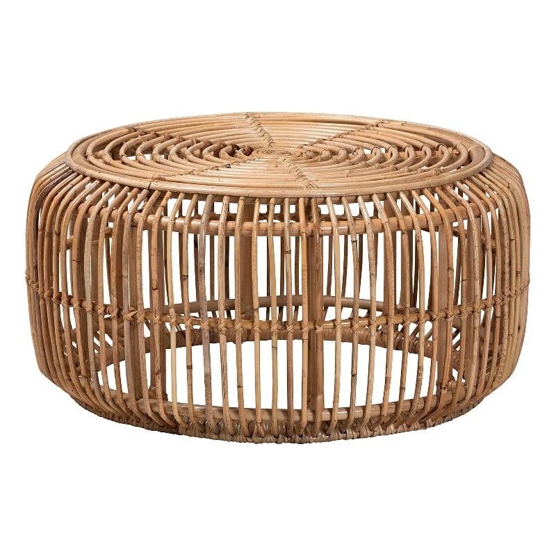 Baxton Studio Aliane Modern Bohemian Natural Brown Antique Rattan Coffee Table