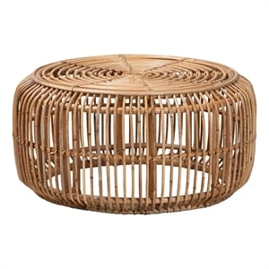 Baxton Studio Aliane Modern Bohemian Natural Brown Antique Rattan Coffee Table