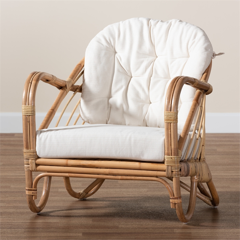 Baxton Studio Aliane Modern Bohemian Natural Brown Antique Rattan Armchair