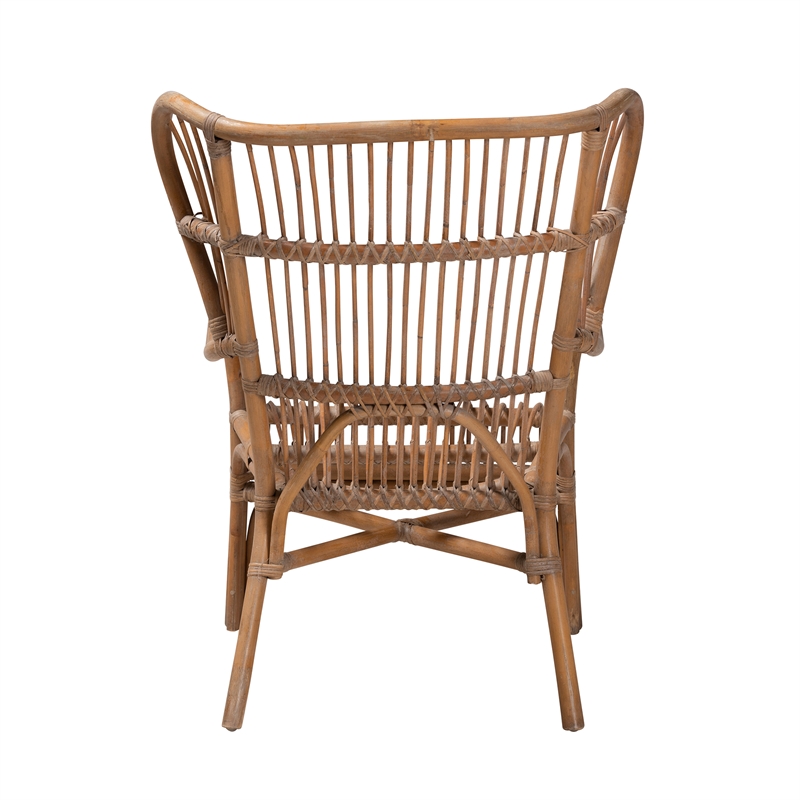 Baxton Studio Lamaria Modern Bohmenian Natural Brown Antique Rattan Armchair