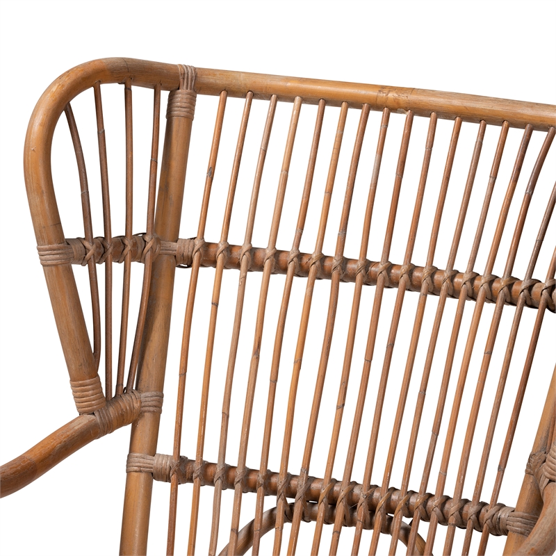 Baxton Studio Lamaria Modern Bohmenian Natural Brown Antique Rattan Armchair