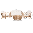 Baxton Studio Aliane Natural Brown Antique Rattan 4-Piece Living Room Set