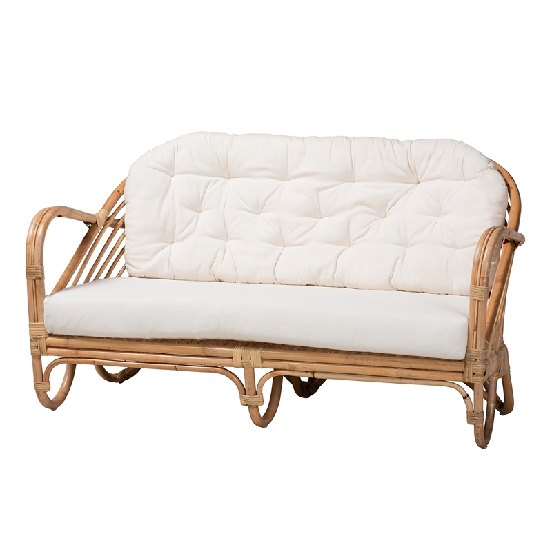 Baxton Studio Aliane Natural Brown Antique Rattan 4-Piece Living Room Set