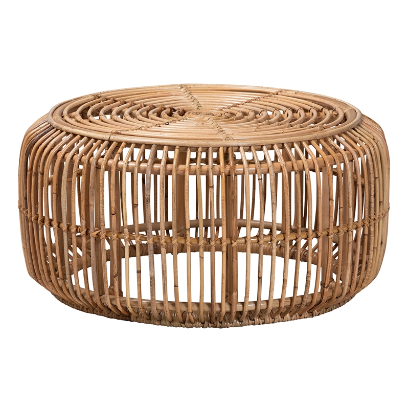 Baxton Studio Aliane Natural Brown Antique Rattan 4-Piece Living Room Set
