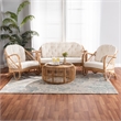 Baxton Studio Aliane Natural Brown Antique Rattan 4-Piece Living Room Set