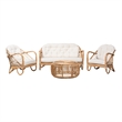 Baxton Studio Aliane Natural Brown Antique Rattan 4-Piece Living Room Set