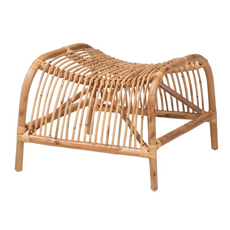 Baxton Studio Lamaria Brown Antique Rattan 2-Piece Chair and Footstool Set