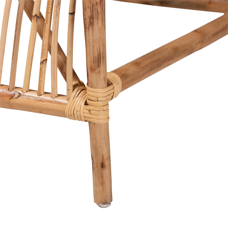 Baxton Studio Lamaria Brown Antique Rattan 2-Piece Chair and Footstool Set