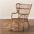 Baxton Studio Lamaria Brown Antique Rattan 2-Piece Chair and Footstool Set