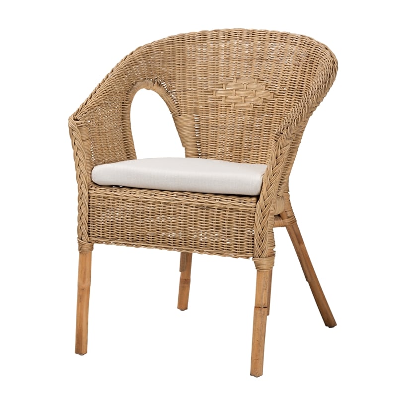 Baxton Studio Abbey Natural Brown Antique Rattan 3-Piece Living Room Set