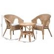 Baxton Studio Abbey Natural Brown Antique Rattan 3-Piece Living Room Set