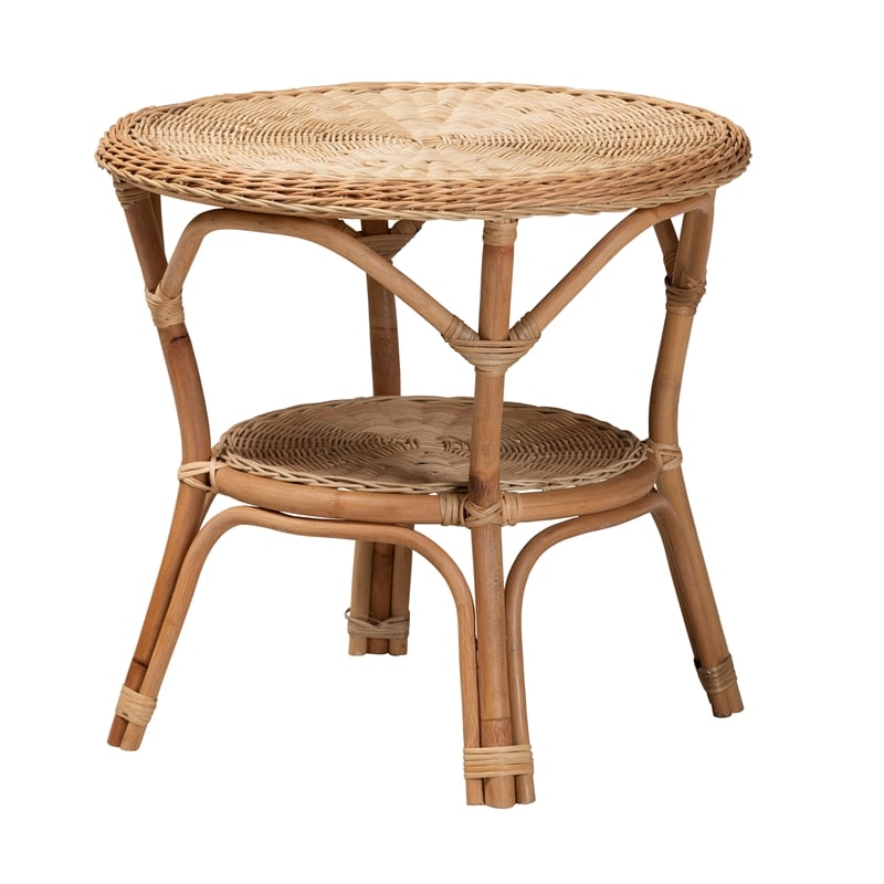 Baxton Studio Abbey Natural Brown Antique Rattan 3-Piece Living Room Set