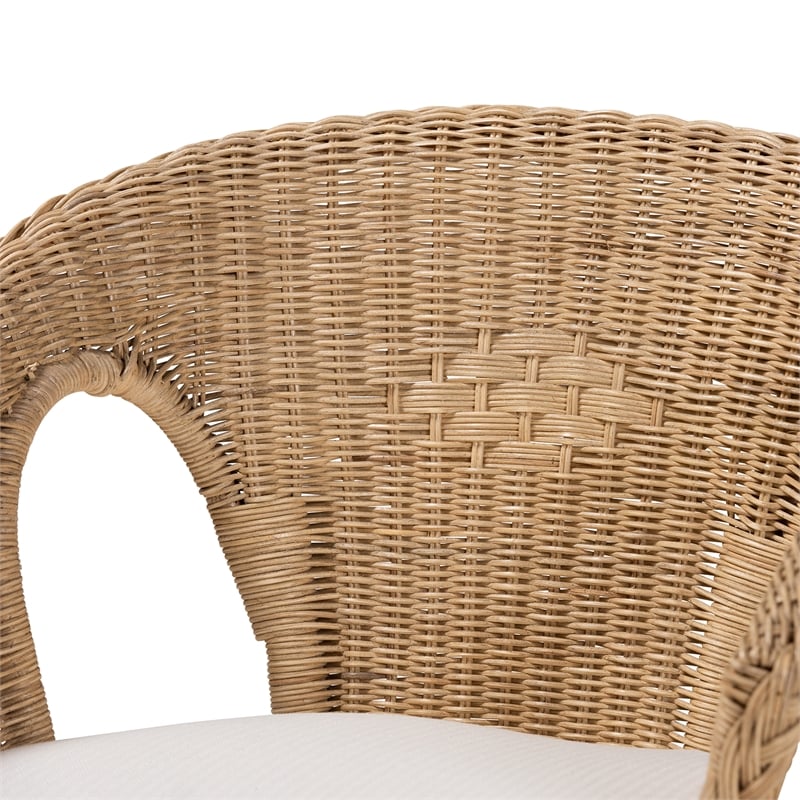 Baxton Studio Abbey Natural Brown Antique Rattan 3-Piece Living Room Set