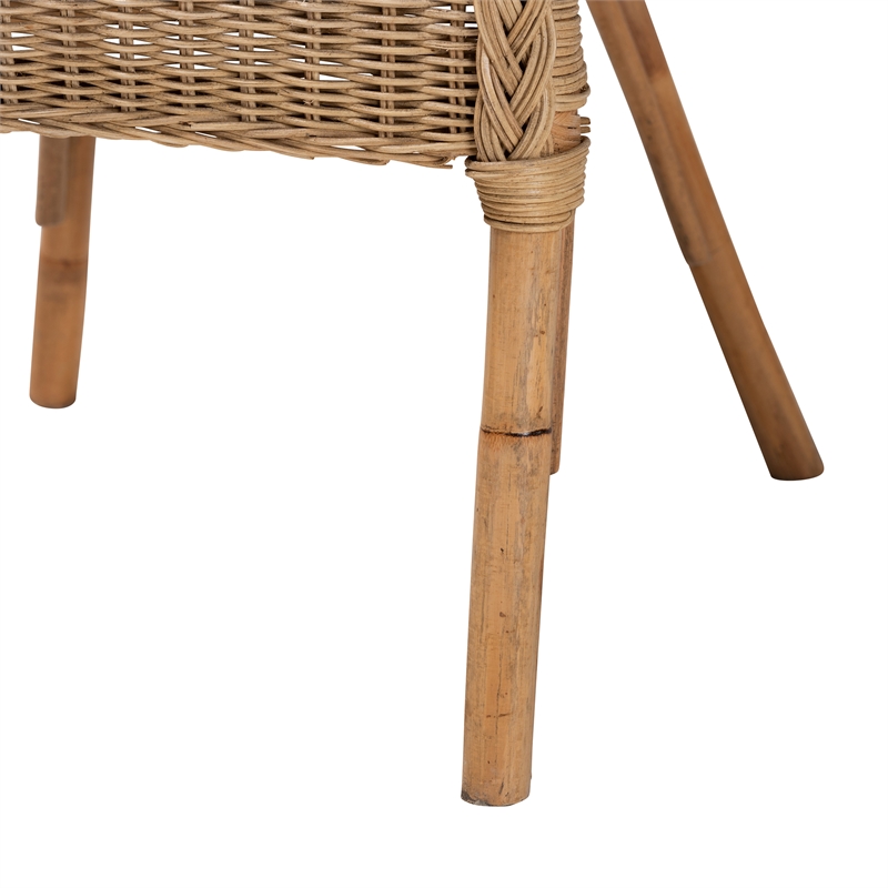 Baxton Studio Abbey Natural Brown Antique Rattan 3-Piece Living Room Set