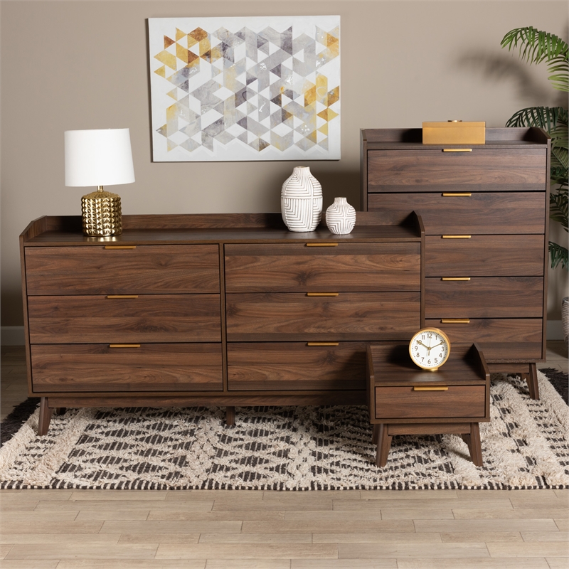 Baxton Studio Lena Walnut Brown Finished Wood 3-Piece Storage Set