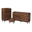 Baxton Studio Lena Walnut Brown Finished Wood 3-Piece Storage Set