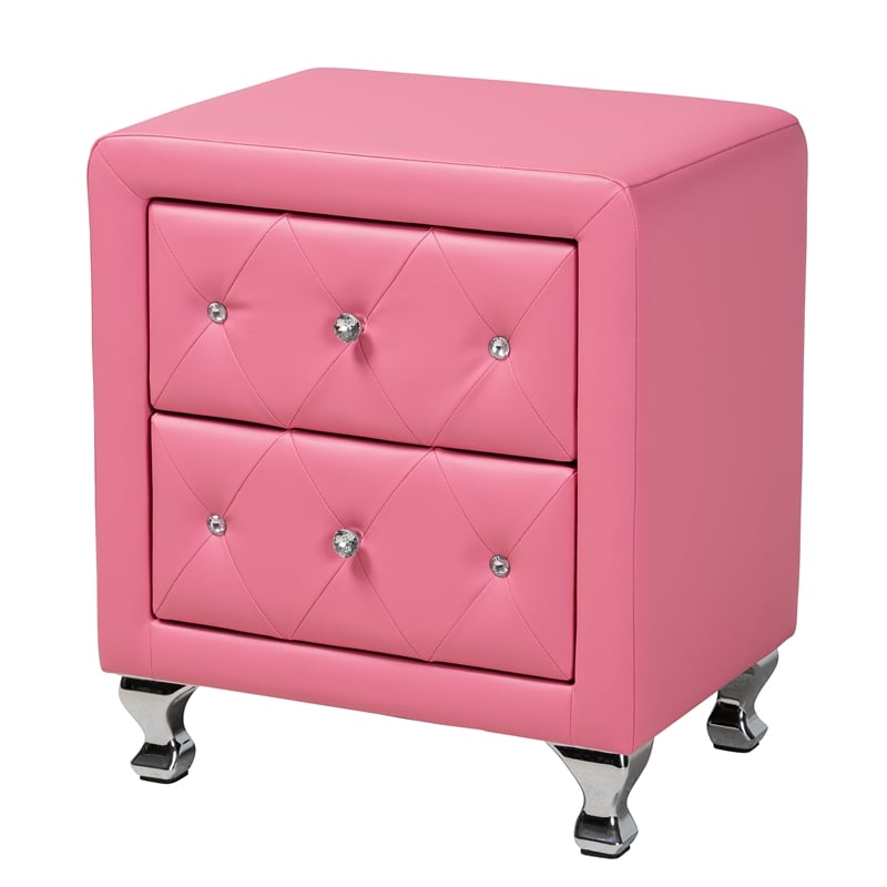 Baxton Studio Canterbury Pink Faux Leather Upholstered Full Size Bedroom Set