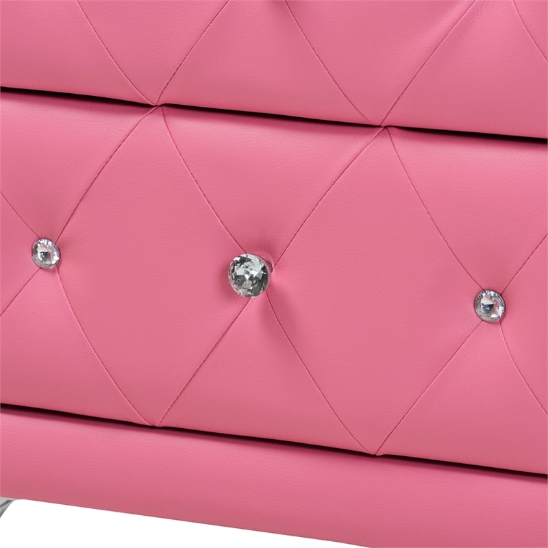 Baxton Studio Canterbury Pink Faux Leather Upholstered Full Size Bedroom Set