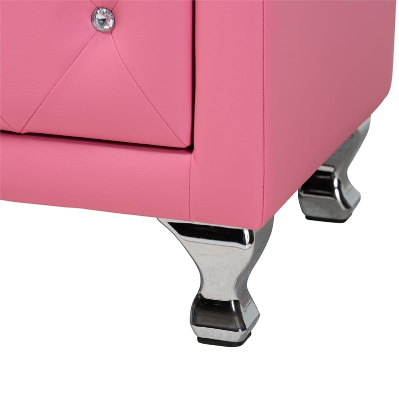 Baxton Studio Canterbury Pink Faux Leather Upholstered Full Size Bedroom Set