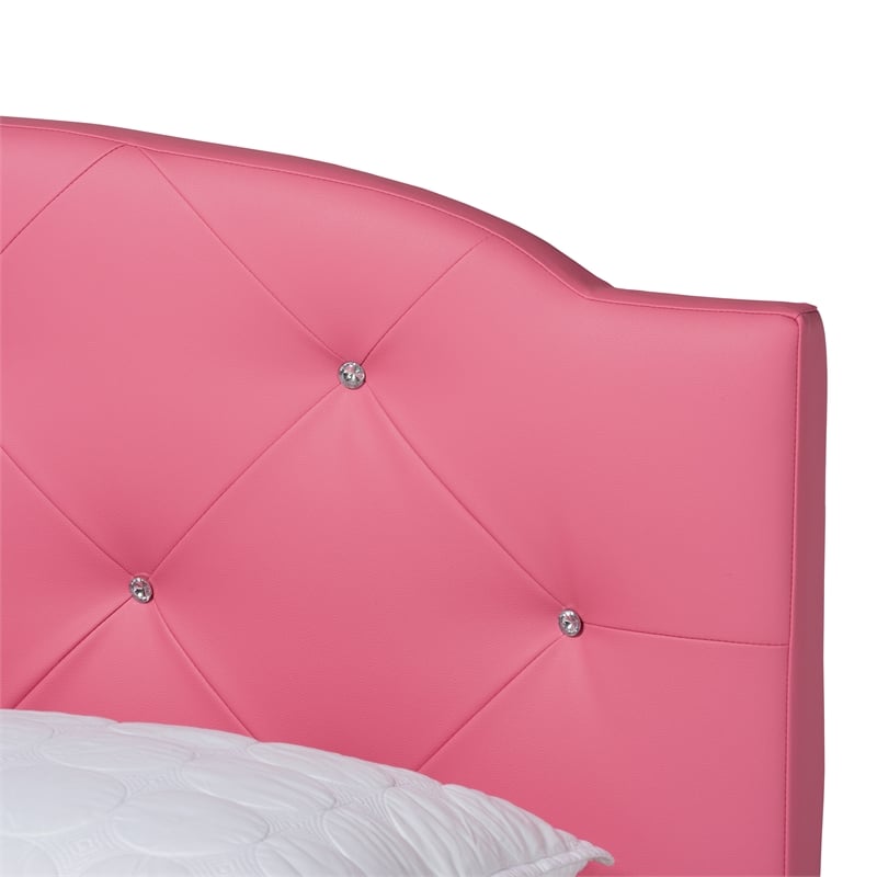 Baxton Studio Canterbury Pink Faux Leather Upholstered Full Size Bedroom Set